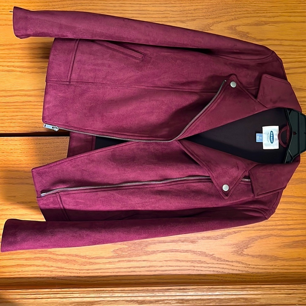 NWOT Old Navy Suede Burgundy Moto Jacket